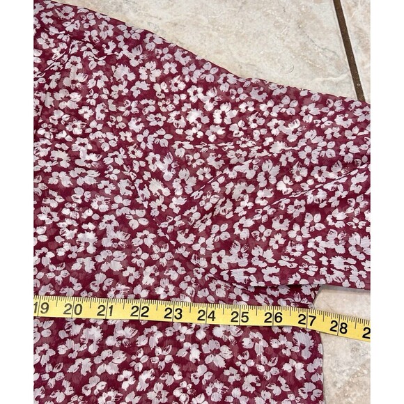 Lane Bryant Size 22/24 Floral Purple Sheer Blouse 3/4 Sleeves Boho Cottage - Picture 9 of 10